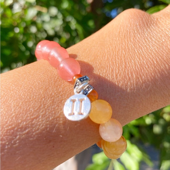 Gemini ♊️ Cherry, Rose Quartz & Jade Bracelet - Picture 1 of 6